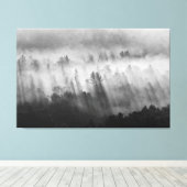 Morning Mist aan de bergkant Canvas Afdruk (Insitu (Houten vloer))
