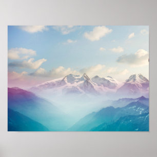 Morning Mist in een Alpenvallei Poster