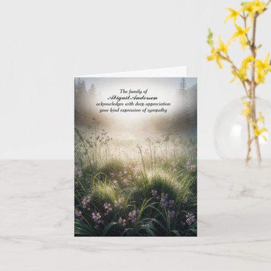 Morning Mist in Meadow Sympathy Thank You Card Kaart (Gele Bloem)