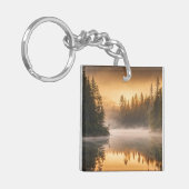 Morning Mist op de rivier in de Pines Sleutelhanger (Voorkant Links)