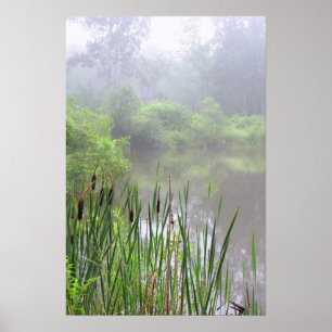 Morning Mist op Pond Poster