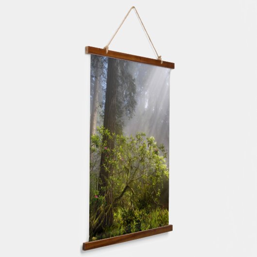 Morning Mist op Rhododendron Hangend Wandkleed (Gebogen)