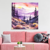 Morning Mist Smokey Mountains Waterverf Canvas Afdruk (Insitu (Woonkamer))