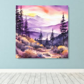 Morning Mist Smokey Mountains Waterverf Canvas Afdruk (Insitu (Houten vloer))