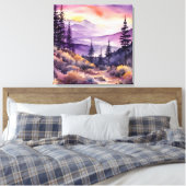 Morning Mist Smokey Mountains Waterverf Canvas Afdruk (Insitu (Slaapkamer))