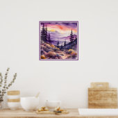 Morning Mist Smokey Mountains Waterverf Poster (Keuken)