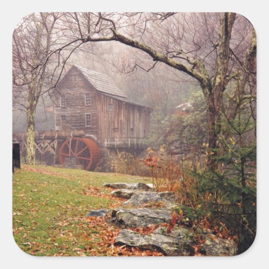Morning Mist Vierkante Sticker (Voorkant)