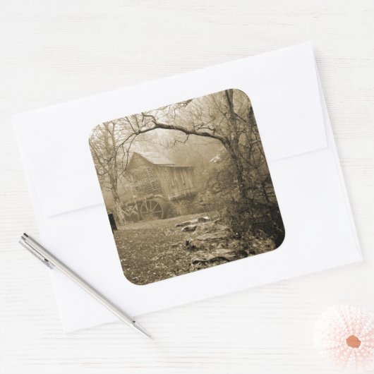 Morning Mist Vierkante Sticker (Envelop)