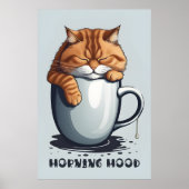 Morning Mood Kat Koffie, Grappige Kat Digitale Kun Poster (Voorkant)