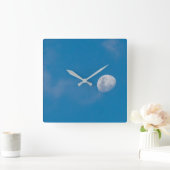 Morning Moon | Zambia, Afrika Vierkante Klok (Huis)