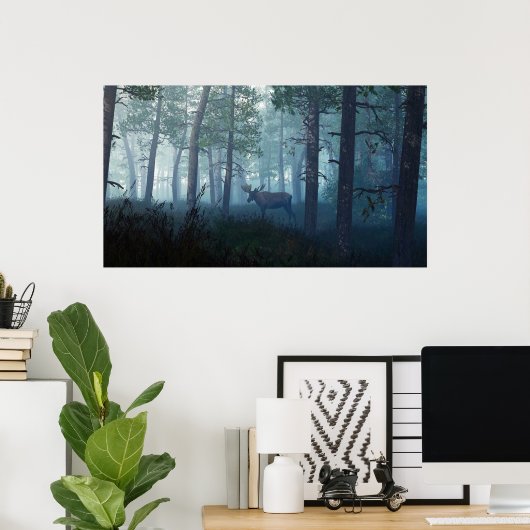 Morning Moose Poster (Thuiskantoor)