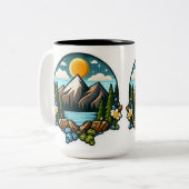 Morning Motivation Sticker Tweekleurige Koffiemok (Voorkant links)