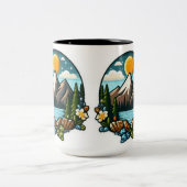 Morning Motivation Sticker Tweekleurige Koffiemok (Center)