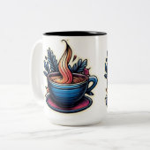 Morning Motivation Sticker Tweekleurige Koffiemok (Voorkant links)