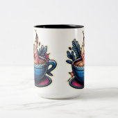 Morning Motivation Sticker Tweekleurige Koffiemok (Center)