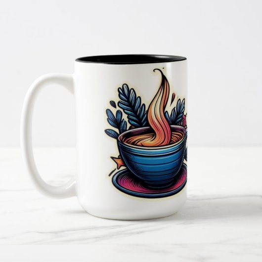 Morning Motivation Sticker Tweekleurige Koffiemok (Links)