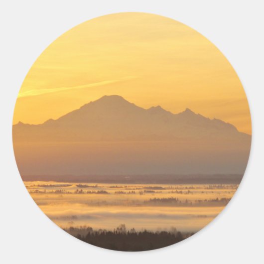 Morning Mountain Magic Ronde Sticker (Voorkant)