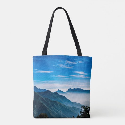 Morning Mountains Mist Landschap Tote Bag (Achterkant)