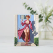 Morning Newspaper Pin Up Briefkaart (Staand voorkant)