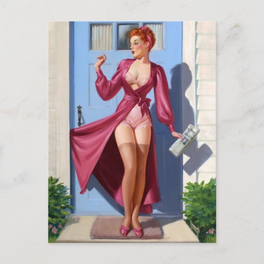 Morning Newspaper Pin Up Briefkaart (Voorkant)