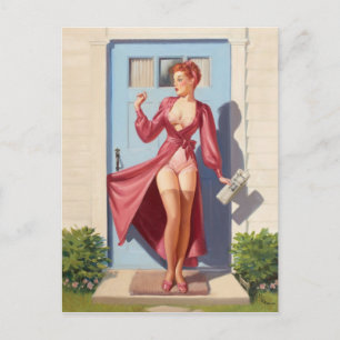 Morning Newspaper Pin-Up Girl Briefkaart