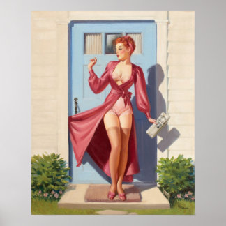 Morning Newspaper Pin-Up Girl Poster