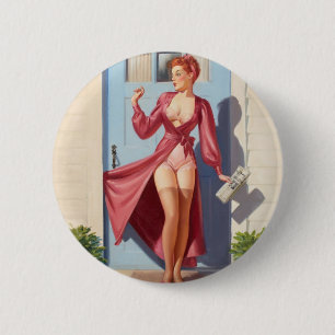 Morning Newspaper Pin-Up Girl Ronde Button 5,7 Cm