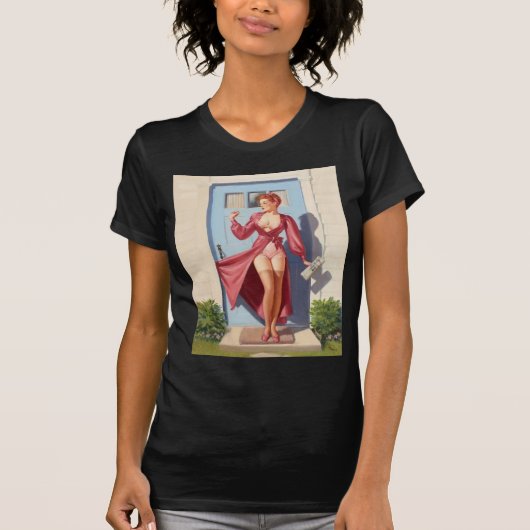 Morning Newspaper Pin-Up Girl T-shirt (Voorkant)
