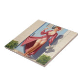 Morning Newspaper Pin-Up Girl Tegeltje (Zijkant)