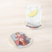 Morning Newspaper Pin-Up Girl Zandsteen Onderzetter (Zijkant)