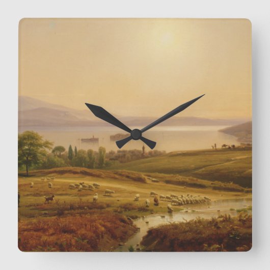 Morning op Lago Maggiore Vierkante Klok (Voorkant)