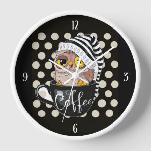 Morning Owl Black Tan Polka Dots