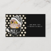 Morning Owl Black Tan Polka Dots Coffee Cafe" Visitekaartje (Achterkant)