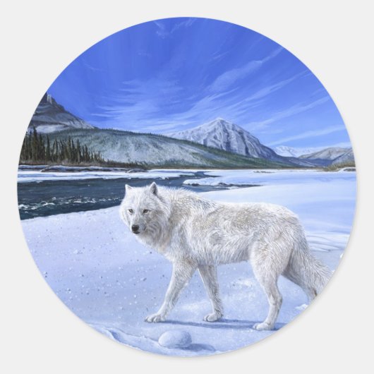 Morning Patrol witte wolf rivier sticker (Voorkant)