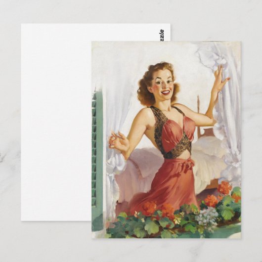 Morning Pin Up Briefkaart (Voorkant / Achterkant)