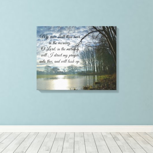 Morning Prayer Bijbel Verse Canvas (Insitu (Houten vloer))