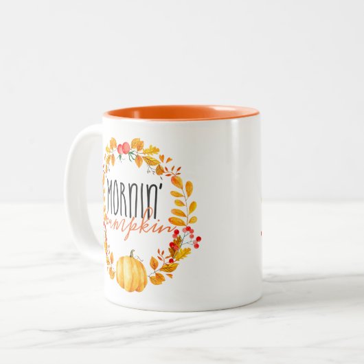 Morning Pumpkin Herfst Waterverf Koffie Mok (Voorkant links)