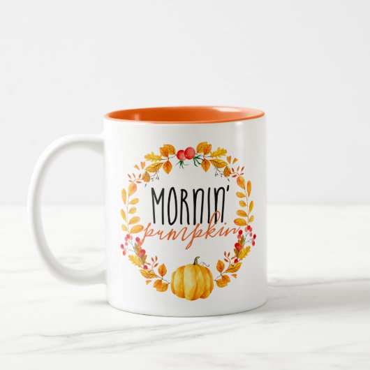 Morning Pumpkin Herfst Waterverf Koffie Mok (Links)