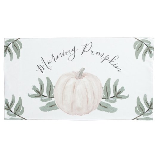 Morning Pumpkin Pastel Waterverf met Fall Leaves Kussensloop (Voorkant)