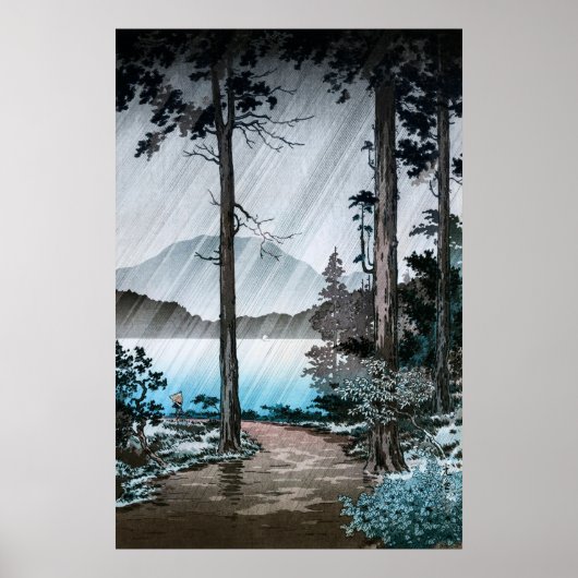 Morning Rain bij Lake Hakone door Tsuchiya Koitsu Poster (Voorkant)