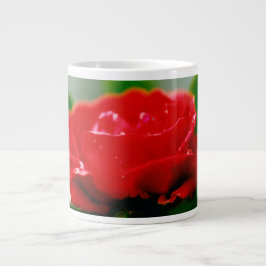 Morning red Rose bedekt met dauwdruppels Grote Koffiekop
