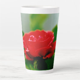 Morning red Rose bedekt met dauwdruppels Latte Mok