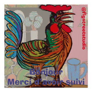 Morning Rooster, bewerk tekst, glanzend Poster
