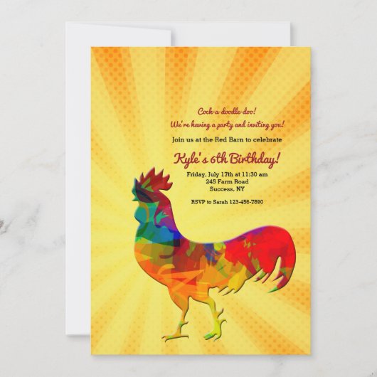 Morning Rooster Invitation Kaart (Voorkant)