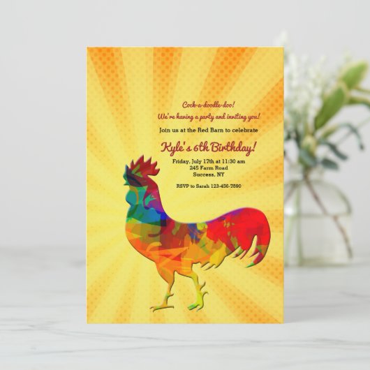 Morning Rooster Invitation Kaart (Staand voorkant)