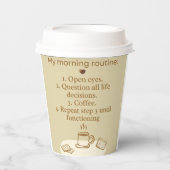 Morning Routine Coffee Mok | Grappige cafeïne afha Papieren Bekers (Voorkant)