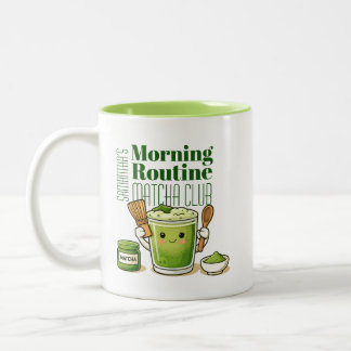 Morning Routine Matcha Club Personaliezed Mug Tweekleurige Koffiemok