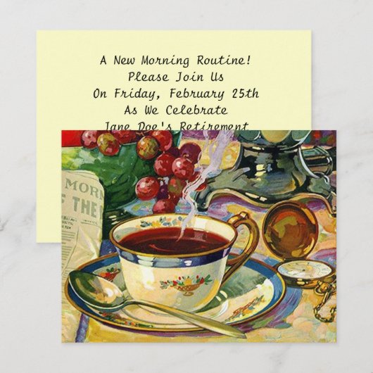 Morning Routine Retirement Invitations Nog LIfe Kaart (Voorkant / Achterkant)