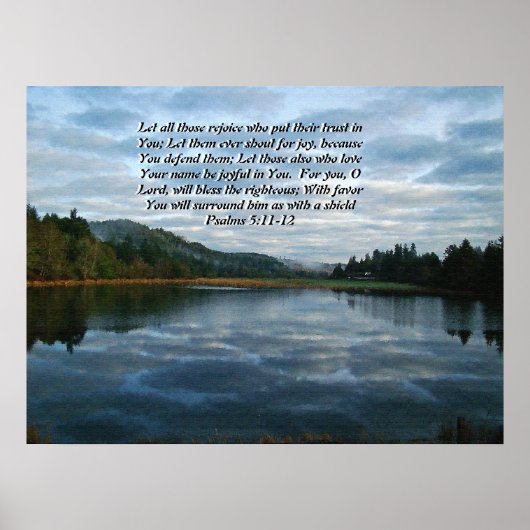 Morning Sky & Lake Psalms 5:11,12 Print (Voorkant)