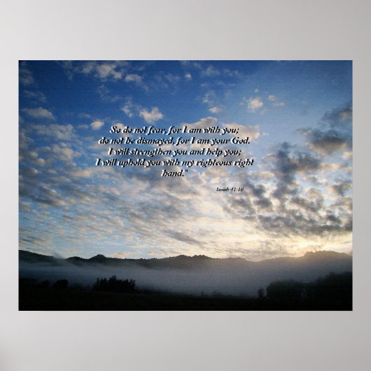 Morning Sky & Mist Isaiah 41:10 Afdruk Poster (Voorkant)